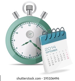 Vector icon of task manager - stop watch and calendar