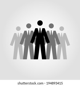 Vector icon team concept with figures of peoples. Leadership sign. Simple illustration for print, web