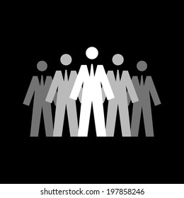 Vector icon team concept with figures of peoples. Leadership sign. Simple illustration for print, web