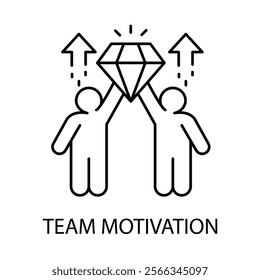 Vector icon for team motivation. A hand-drawn concept showcasing teamwork, inspiration, and productivity.