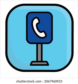 Vector icon of telephone booth.