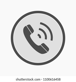 Vector icon of telephone handset over black circle eps 10