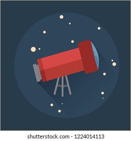 vector icon telescope in space , astronomy illustration