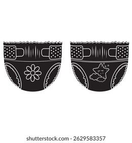 Plantilla de icono de Vector para pañales de bebé. El signo de los pañales del bebé. símbolo de contorno aislado, ilustración negra