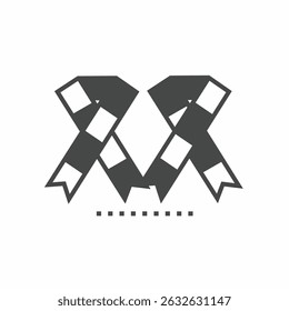 Vector icon template. Black and white ribbon icon design. Stock vector template.
