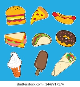 Vector icon template design collection set with popular food theme