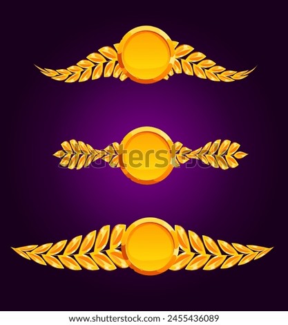 vector; icon; template; graphic; branches; purple; clipart; set; decoration; insignia; illustration; gold; design; sign; round; laurus; 