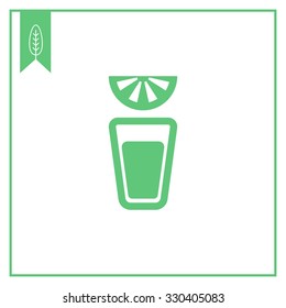 Vector icon of tequila short glass and lime slice