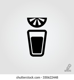 Vector icon of tequila short glass and lime slice