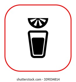 Vector icon of tequila short glass and lime slice