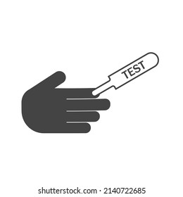Vector icon of test blood on the finger on white isolated background. Layers grouped for easy editing illustration. For your design.