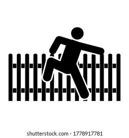 Vector Icon That Depicts A Man Climbing A Fence