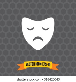 Vector Icon of Theater Mask on Dark Gray Background. Eps.10.