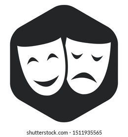 Vector icon of theatrical masks. Theater sign for design and web.