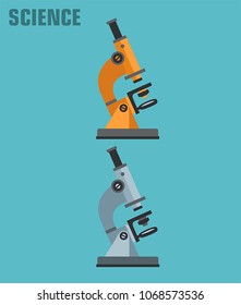 vector Icon Theme Science, Chemistry and Biology. Stock illustration microscopes. Microscope in flat style.