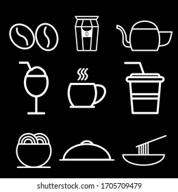 Vector icon themed coffee cafe. Coffee cafe icon. Icons in a minimalist flat design style