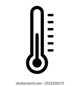 Vector icon of a thermometer, symbolizing temperature, weather, heat, or medical conditions like fever. Editable stroke.