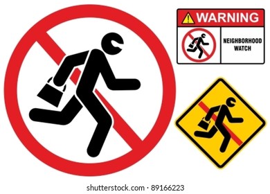 Vector Icon Of A Thief Running Away With A Bag.