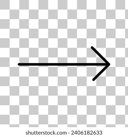 Vector icon of a thin arrow pointing to the left with transparent background.