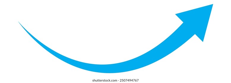 Vector icon of a thin long arrow. Blue arrow vector illustration. Long arrow icon isolated on white background. Blue long arrow.