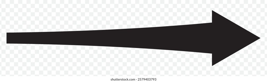 vector icon of a thin long arrow. Black arrows vector illustration. Icons isolated. black long arrow on transparent Background.