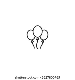 Vector icon of three festive balloons in outline. Perfect for Independence Day designs, party invitations, and patriotic event promotions.