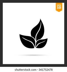 Vector icon of three fresh leaves silhouette