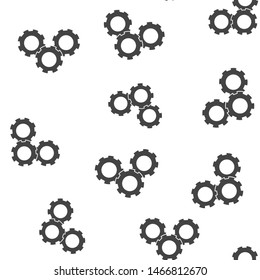 Vector icon three gears wheel. Illustration gears in motion seamless pattern on a white background.