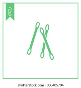 Vector icon of three hygienic cotton swabs