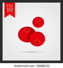 Vector icon of three ripe fresh cranberries