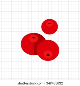 Vector icon of three ripe fresh cranberries