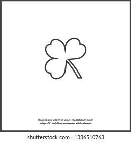  Vector icon three-leafed clover on white isolated background. Layers grouped for easy editing illustration. For your design.