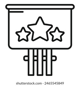 Vector icon of a threestar rating chart, ideal for reviews and feedback concepts