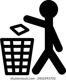 vector icon for throwing rubbish in its place