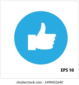 Vector icon thumbs up blue circle