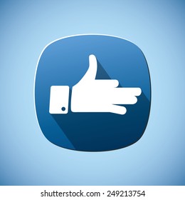 Vector icon thumbs up like hand with long flat shadow