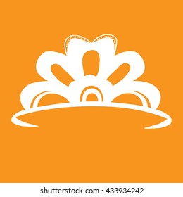 vector, icon, tiara, white on a yellow background