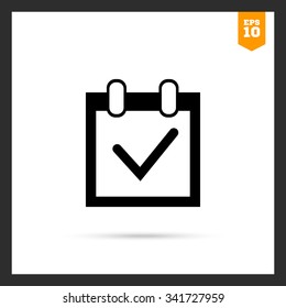 Vector icon of tick in notebook page