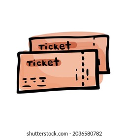 Vector icon of tickets in the doodle style, on the theme of travel. World Tourism Day
