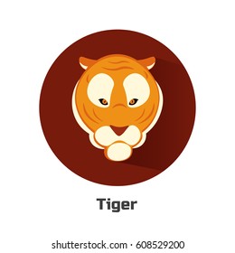 Vector icon of a tiger, flat design