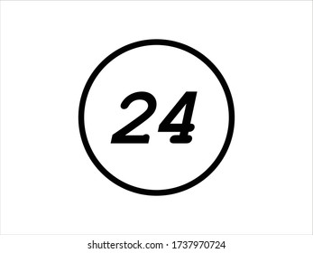 icono del vector, hora, 24 horas durante el reloj, siete días a la semana, hora del símbolo 24 horas