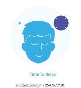 Ícone de vetor para Time to Relax - Relaxation Pose with a Clock, Encouraging Mindful Rest.