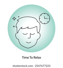 Ícone de vetor para Time to Relax - Relaxation Pose with a Clock, Encouraging Mindful Rest.