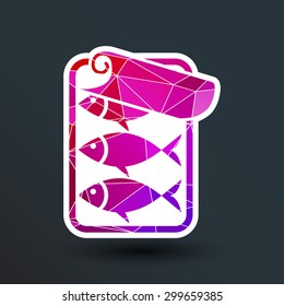 vector icon for tin fish can with ring pull.