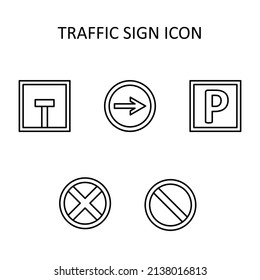 Vector icon with tire traffic sign icon. Outline drawig.