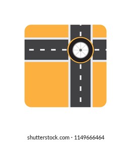 vector icon of tire wheel and road for transportation on road by car, bus or all transport concept