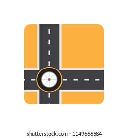 vector icon of tire wheel and road for transportation on road by car, bus or all transport concept