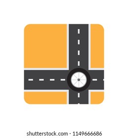 vector icon of tire wheel and road for transportation on road by car, bus or all transport concept
