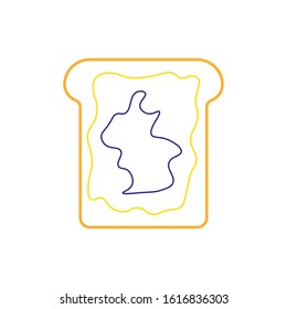 vector icon with toast with butter and jam