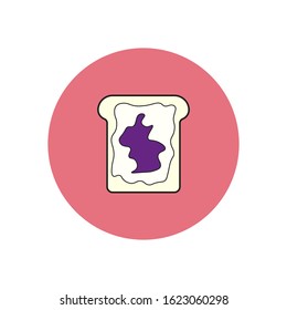 vector icon with toast with butter and jam